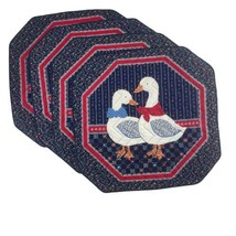 Patcwork Quilt Duck Placemats Set of 4  14x14 in. Blue Farm House Country - £26.88 GBP