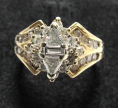 Am-Gold 14k Yellow Gold Trillion Diamond Sz 7.5 Engagement Ring 1.08ct 5... - $989.99