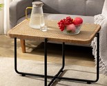 Rectangular Woven End Table, Rattan Bedside Table, Living Room Coffee Ta... - $240.99