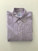 BROOKS BROTHERS Purple Striped Cotton Button Relaxed Fit Shirt (Size 16.... - $14.95