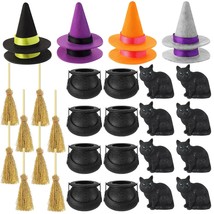 32 Pcs Halloween Mini Witch Hats, Mini Witches Broom, Candy Cauldron Kettles And - £33.99 GBP