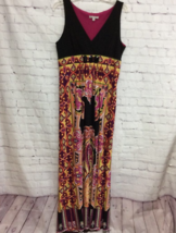 Sandra Darren Womens Sheath Maxi Dress Black Purple Paisley Stretch V Ne... - $15.35