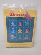 Vintage Quilt Kit Fun Time Teddy Bears Crib Size 1990s 43x43 Applique &amp; ... - $29.10