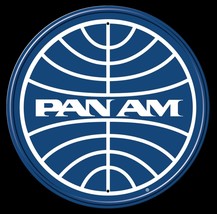 Pan AM Airlines Plane Service Retro Round Wall Décor Metal Sign Licensed... - £17.40 GBP