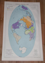 1958 Vintage Map Of The World Military Pacts Alliances Nato Seato Warsaw Pact Un - $27.02