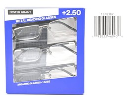 Design Optics By F.G Metal Reading Glasses +2.50 3-PK #1618389 OPEN BOX - £10.13 GBP