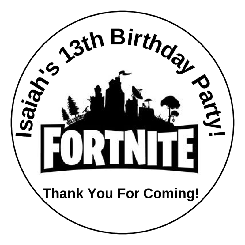 Primary image for 12 Personalized FortNite Birthday Party Favor Stickers, Labels, Tags, 2.5", Game