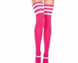 SPORTS ATHLETIC Cheerleader Thigh High Socks Tube Over Knee 3 Stripes UK... - £6.97 GBP