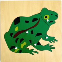 Frog Puzzle NOS Handmade Vintage c2000 Wood Frame Tray New Open Box GstRm - $39.99