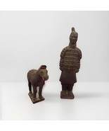 2 Terracotta Chinese Warrior Soldier Guard Horse Figurines Statues Replica - $31.12 CAD