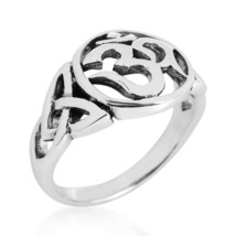 Deep Connections Aum and Trinity Knot Sterling Silver Ring - 7 - £15.86 GBP
