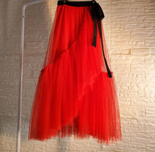Orange Plaid Wrap Tulle Skirt Outfit Women Custom Plus Size Mermaid Tulle Skirt image 12