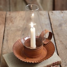 Rustic Chamberstick Candle Holder with Glass Hurricane image 2