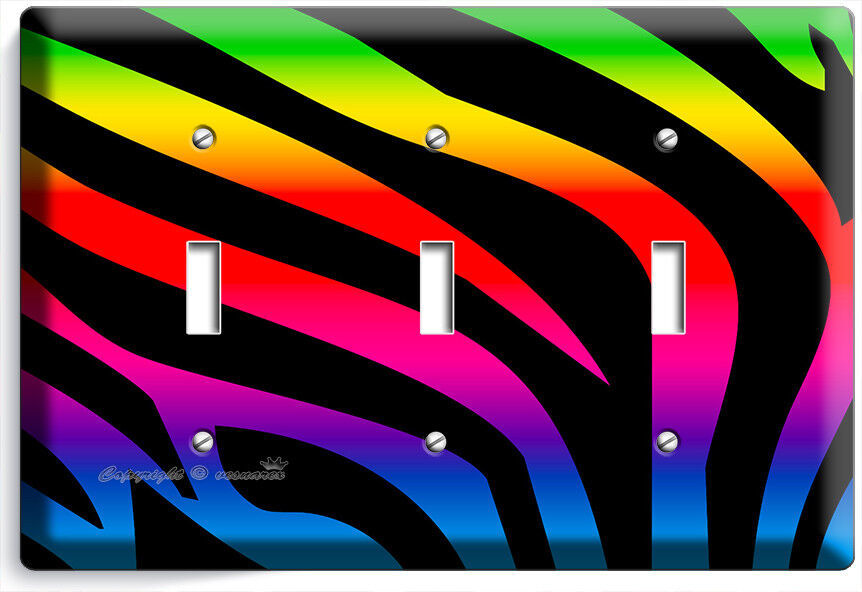 RAINBOW ZEBRA STRIPES ANIMAL PRINT LIGHT SWITCH OUTLET WALL PLATE HOME ART DECOR Item image 9