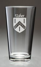 Usher Irish Coat of Arms Pint Glasses - Set of 4 (Sand Etched) - £54.69 GBP