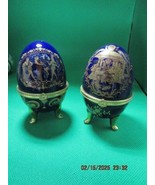 EGG TRINKET BOX BLUE COBALT HAND PAINTED MARKED &quot;N&quot; ON BASE 4&quot; [84B] - $74.67 CAD