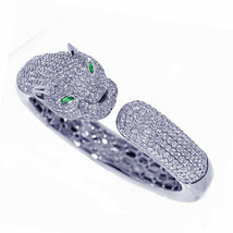 Real 10.65ct Natural F Color Diamonds Tiger Bracelet Bangle 18K Solid Gold 55Gr - £21,801.83 GBP
