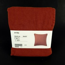 Ikea Dytag Cushion Cover 100% Linen Square Pillow 20 x 20" Red Brown New - $25.37