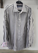Men&#39;s Robert Graham White &amp; Gray Striped Button Up Shirt XL/XXL - £30.31 GBP