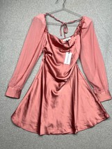 WEWOREWHAT Silky Satin Cowl Neck Mini Dress Women Size 00 Puff Sleeve Barbiecore - £30.08 GBP