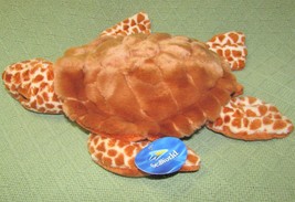 Seaworld Sea Turtle Plush 14&quot; Stuffed Animal With Hang Tag Souvenir Tan Spotted - £15.64 GBP