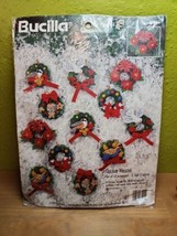 Bucilla Felt Applique Ornaments Holiday Wreaths 83411 Kit Set of 12 VTG ... - £60.19 GBP