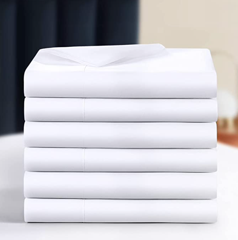 Primary image for Lot of 6 WestPoint Hospitality Hyatt KING Sz Flat Sheets 200TC Cotton/Poly White
