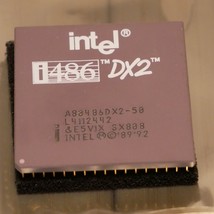 Intel A80486SX-25 SX411 uncommon 486SX-25 vintage CPU GOLD - $19.31