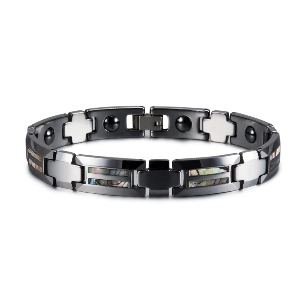 Tungsten Magnetic Bracelet Men Anti-scratch Cross Shell Magnetic Bracelet Benefi - £41.28 GBP