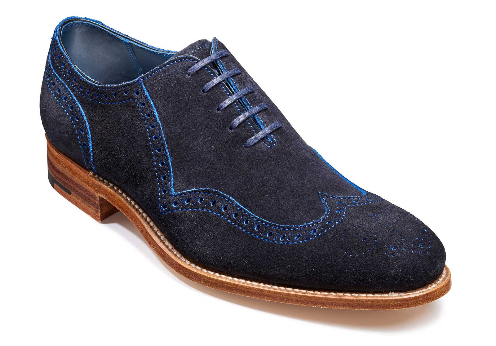 Men Navy Blue Suede Custom Brogue Toe Wing Tip Oxford Real Leather Shoes US 7-16