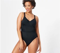 Isaac Mizrahi Live Bridgehampton Swimsuit UPF50 (Solid Black, 12) A575194 - $21.12