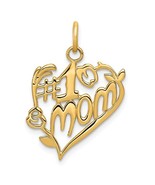 14K Yellow Gold #1 Mom Heart Shaped Pendant - €188,76 EUR