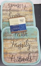 Set of 2 Same Printed Kitchen Pot Holders (7&quot;x7&#39;) FAMILY FAITH FRIENDS, GR - $7.91