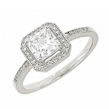 3.45ct LC Moissanite Wedding Engagement Ring 14K White Gold-Plated Silver - £51.45 GBP