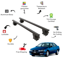 Bare Roof Rack Cross Bars Set for PEUGEOT 406 4 Door 95-05 Black - $164.65