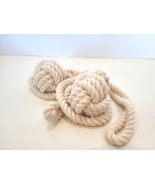 Pair Of 2 Nautical Beach Rope Knot Knotted Monkey Fist Curtain Tie Backs   - $32.51 CAD