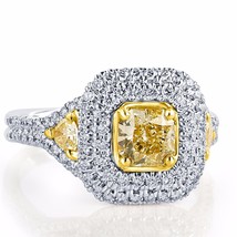 GIA 1.90 Ct Radiant Fancy Light Yellow Diamond Engagement Ring 18k White Gold - £3,285.05 GBP