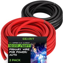 GearIT 10 Gauge Wire (50ft Each - Black/Red) Copper Clad Aluminum CCA - Primary  - £39.33 GBP