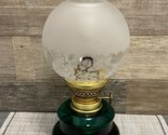 Green Glass Double Frosted Globe 12&quot; 3 Piece Oil Lamp ~ Vintage MCM! - £38.04 GBP