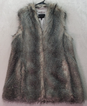 Banana Republic Vest Womens Small Gray Faux Fur Lined Casual V Neck Button Front - £25.80 GBP
