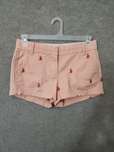 J Crew Broken In Chino Shorts Womens 4 Peach Sailboats Embroidered Cotton - £19.51 GBP