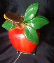 Vintage 1950s Chalkware Red Apple Fruit String Holder Wall Decor Plaque USA - £33.34 GBP