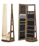 Rustic Brown Wood Jewelry Cabinet Armoire Organizer Freestanding Rotatin... - $9,048.96 MXN