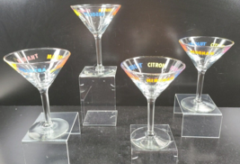 4 Absolut Vodka Martini Glasses Set Clear Citron Kurant Mandrin Cocktail... - £31.00 GBP