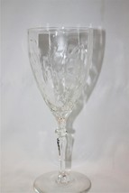 7 3/4&quot; Wine Glass Clear Crystal Etched Unique Stem Mouth Opening 3&quot;  - £15.00 GBP