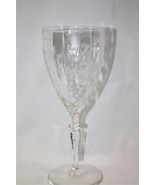 7 3/4&quot; Wine Glass Clear Crystal Etched Unique Stem Mouth Opening 3&quot;  - £14.94 GBP