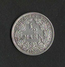 GERMANY 1909  Fine Silver Coin 1/2 Mark KM # 17                  dc10 - $11.75