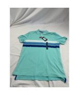 Chaps The Everyday Polo Golf Shirt Men&#39;s S Blue Striped Short Sleeve New - £13.19 GBP