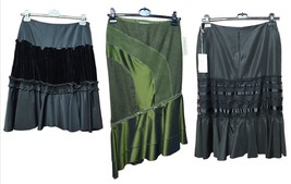 Skirt Autumn Winter Satin Velvet Elegant Made IN Italy Black Formal Skirt - £75.07 GBP+