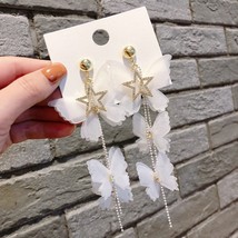 2021 New Korea Style Girl Earrings  White Butterfly Big Bride Drop Earrings for  - £10.28 GBP